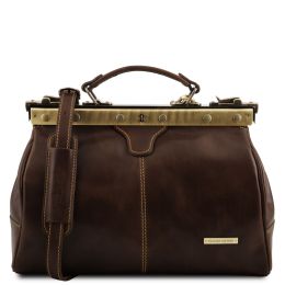 Michelangelo  Doctor Gladstone leather bag (Color: Dark Brown)