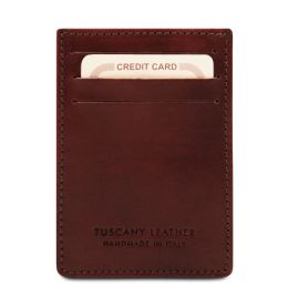 Exclusive leather credit/business card pouch (Color: Dark Brown)
