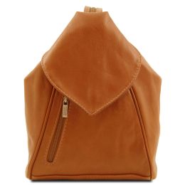 Delhi  Leather Backpack Styled Handbag (Color: Cognac)