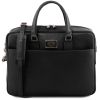 Urbino Saffiano leather laptop briefcase with front pocket
