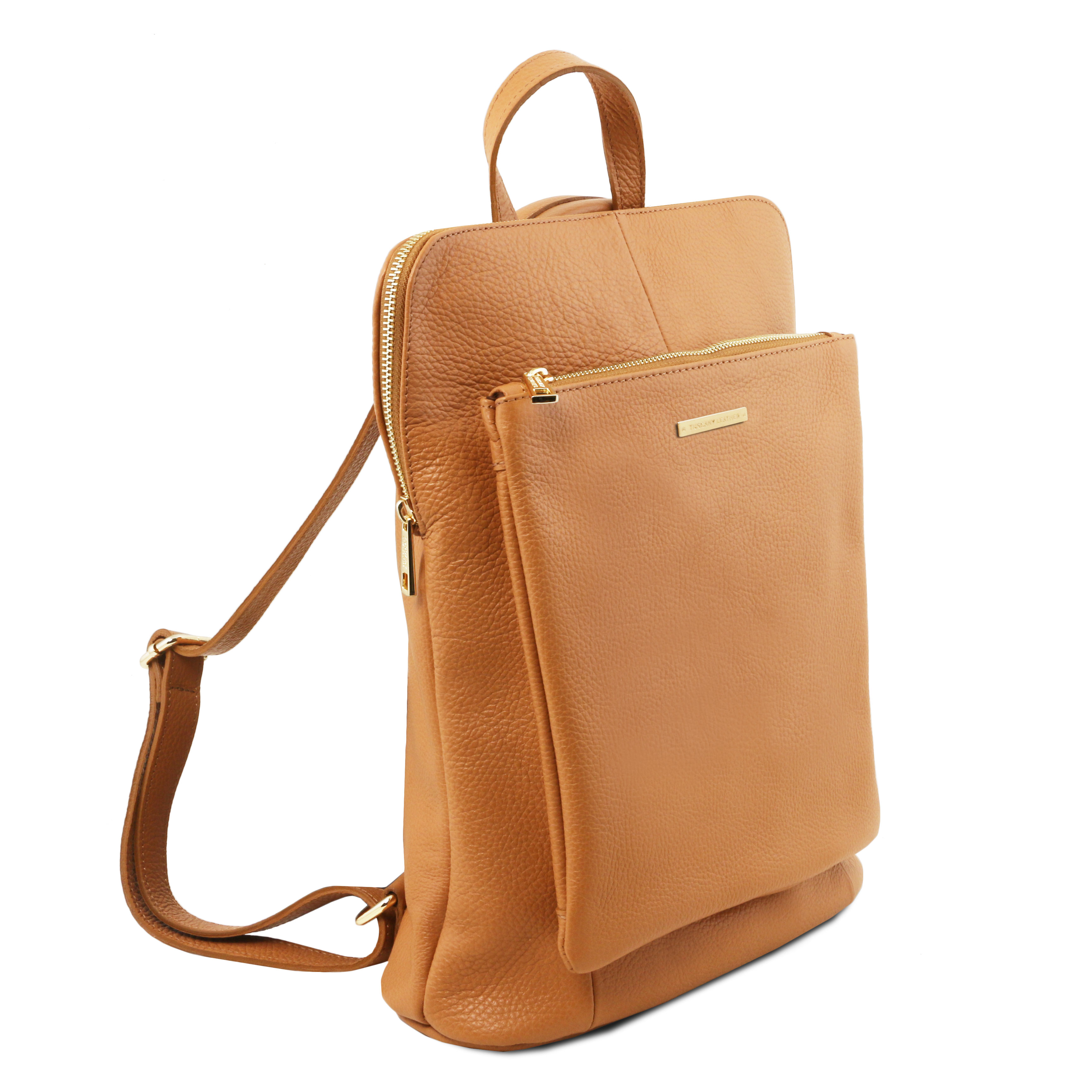Soft Leather Backpack w/square pocket