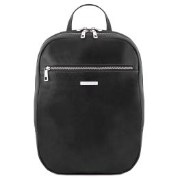 Osaka  Leather laptop backpack (Color: Black)