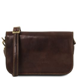 Carmen Leather Shoulder Handbag (Color: Dark Brown)