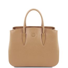 Camelia Leather Handbag (Color: Champagne)