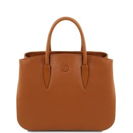 Camelia Leather Handbag (Color: Cognac)