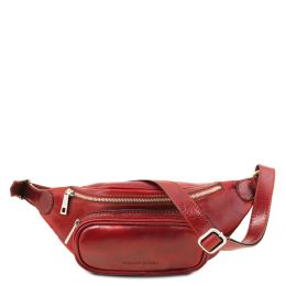 Italian Leather Fanny Pack (Color: Red)