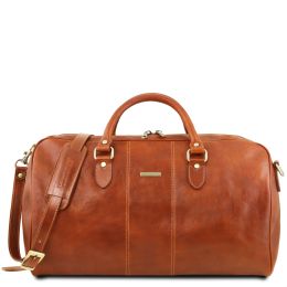Lisbona  Travel leather duffel bag Large (Color: Honey)