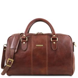 Lisbona Travel leather duffel bag Small (Color: Brown)
