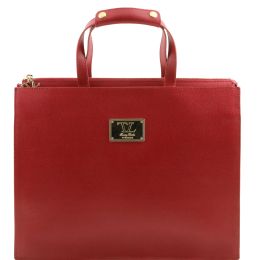 Palermo  Saffiano Leather briefcase 3 compartments (Color: Red)