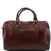 Travel leather duffle bag with pocket on the back side  Small Size