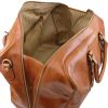 Leather travel bag with front pocket