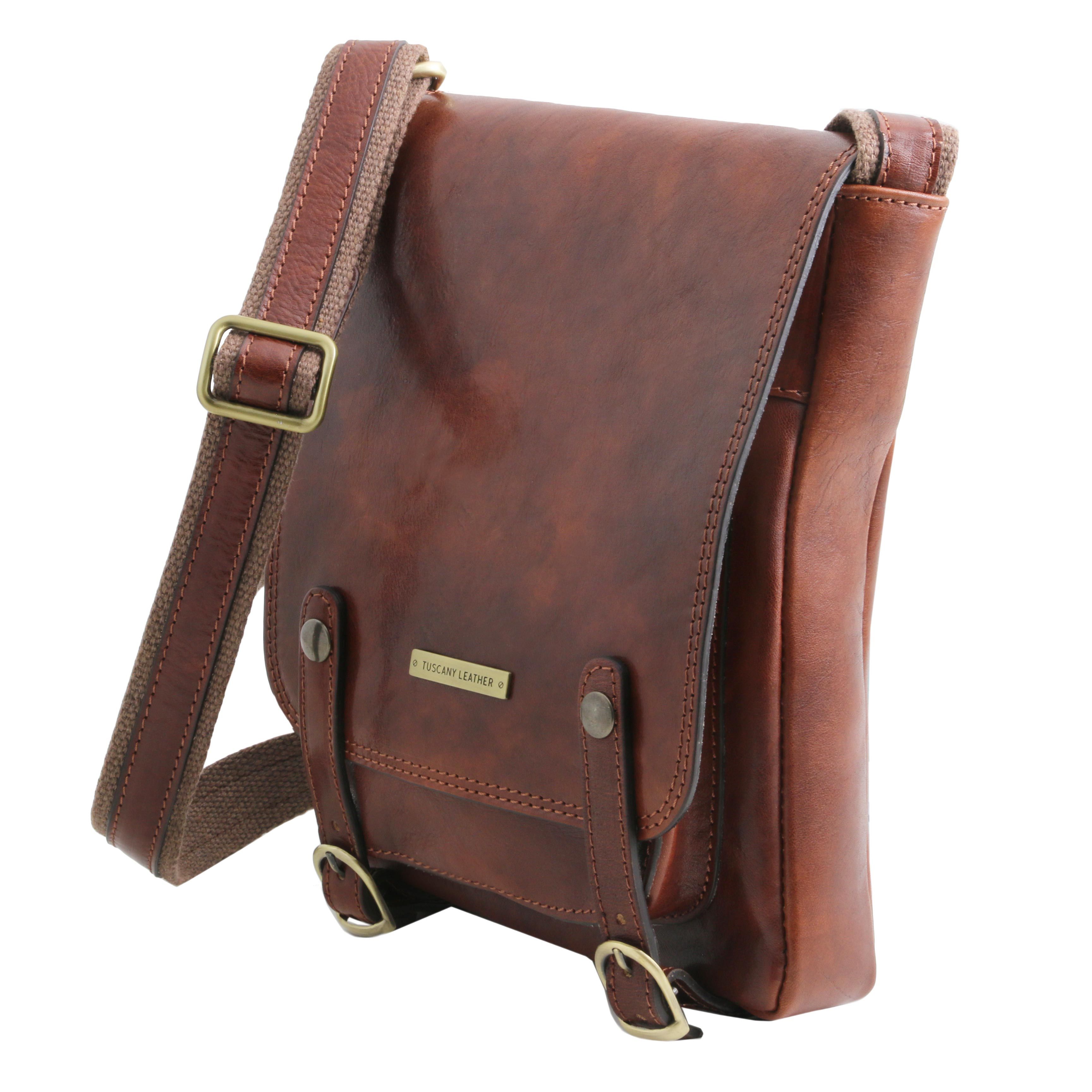 Roby Leather cross-body bag for men with front straps