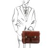 Ventimiglia Leather multi compartment TL SMART briefcase with front pockets
