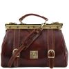 Monalisa  Doctor gladstone leather bag with front straps