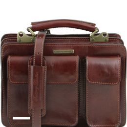 Tania  Leather Handbag Size Small (Color: Brown)