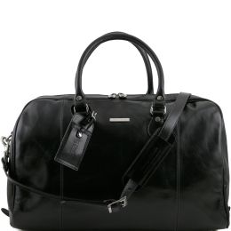 TL Voyager Travel Leather duffle bag (Color: Black)