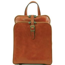 Taipei  3 Compartments leather backpack (Color: Honey)