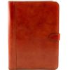 Adriano  Leather document case with button closure