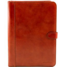 Adriano  Leather document case with button closure (Color: Honey)