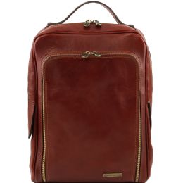 Bangkok  Leather laptop backpack (Color: Brown)