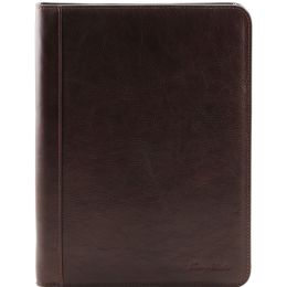 Lucio  Exclusive leather document case with ring binder (Color: Dark Brown)