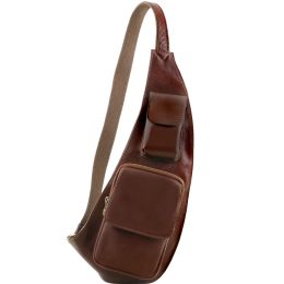 Leather One shoulder bag (Color: Brown)