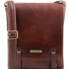 Roby  Leather cross-body bag for men with front straps