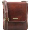 John  Leather cross-body bag for men with front zip