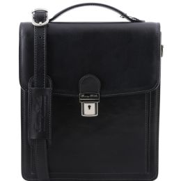 David Leather Cross-body bag - Large (Color: Black)