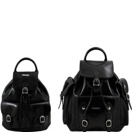 Trekker  Travel set Leather backpacks (Color: Black)