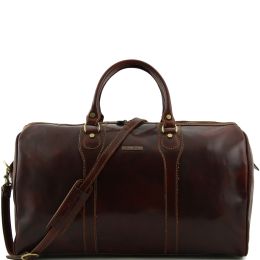 Oslo Travel leather duffel bag  Weekender bag (Color: Brown)