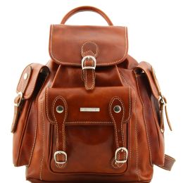 Pechino  Leather Backpack (Color: Honey)
