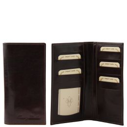 Exclusive leather 2 fold vertical wallet (Color: Dark Brown)