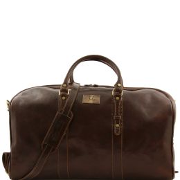 Francoforte  Exclusive Leather Weekender Travel Bag  Large Size (Color: Dark Brown, size: large)
