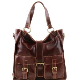 Melissa leather handbag (Color: Brown)