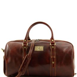 Francoforte Exclusive Leather Weekender Travel Bag Small size (Color: Brown)