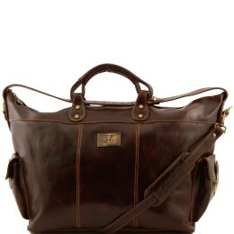 Porto Travel leather weekender bag (Color: Dark Brown)