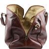 Travel leather duffle bag with pocket on the back side  Small Size